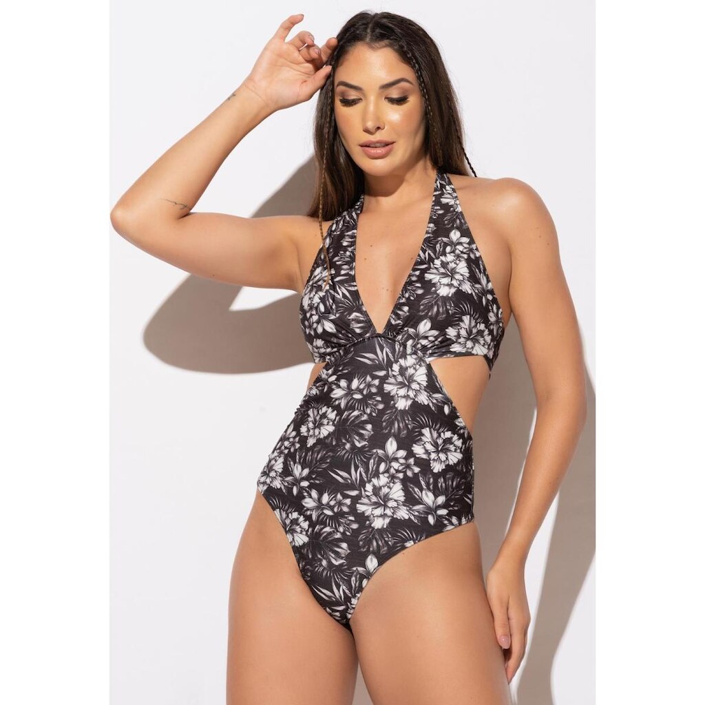 Maiô Engana Mamãe Hot Pants Decote Cavado Poliamida MVB Modas