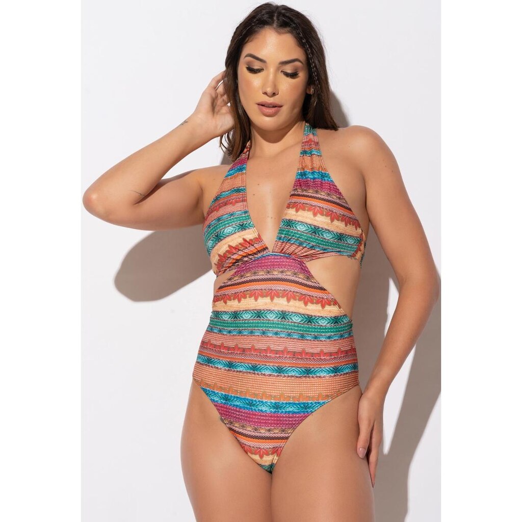 Maiô Engana Mamãe Hot Pants Decote Cavado Poliamida MVB Modas