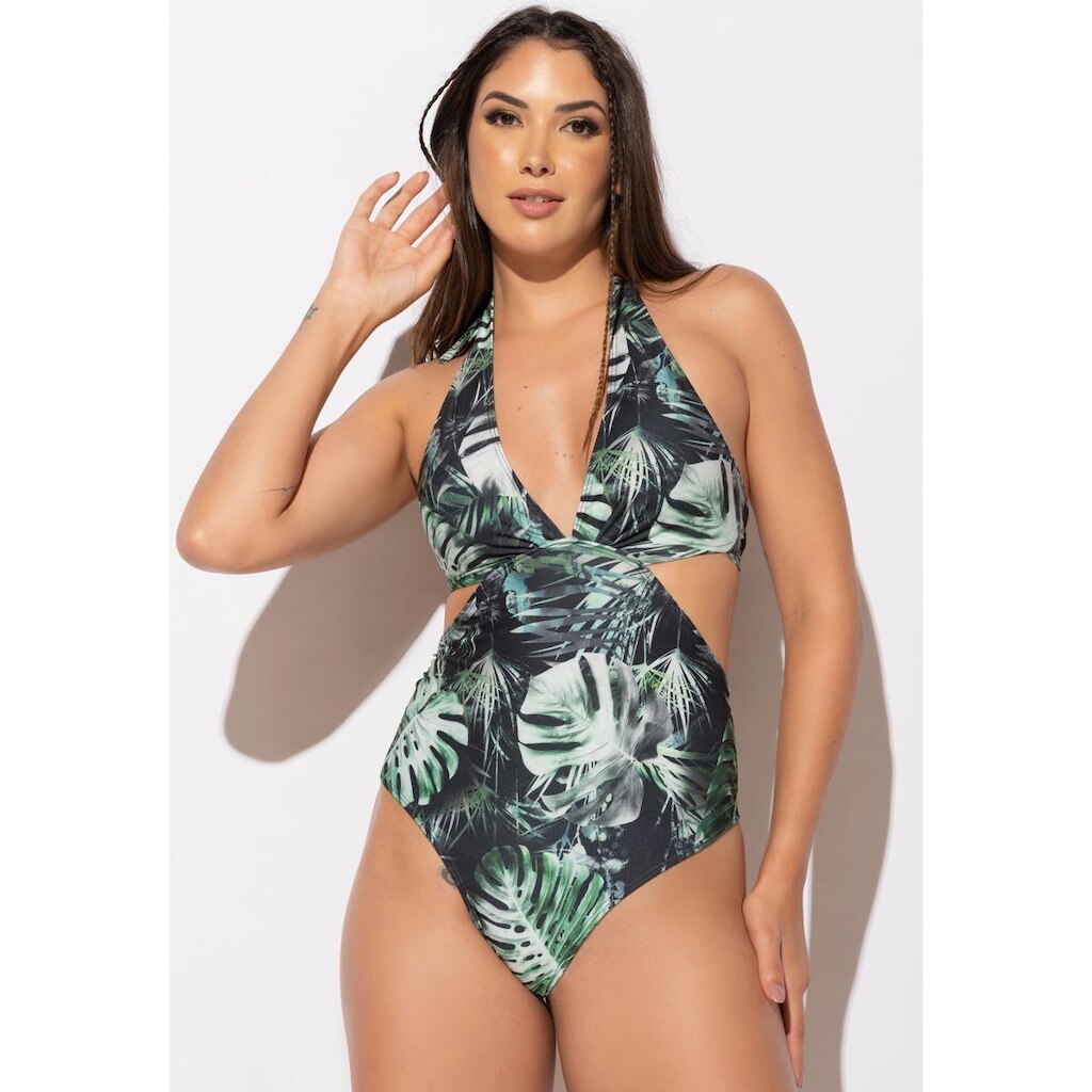 Maiô Engana Mamãe Hot Pants Decote Cavado Poliamida MVB Modas