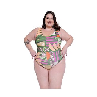 Maiô Feminino Body Plus Size Estampado Forro Interno