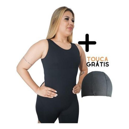 Maiô Macaquinho Hidroginástica E Touca - Preto Menor preço em Maiô Macaquinho Hidroginástica E Touca - Preto