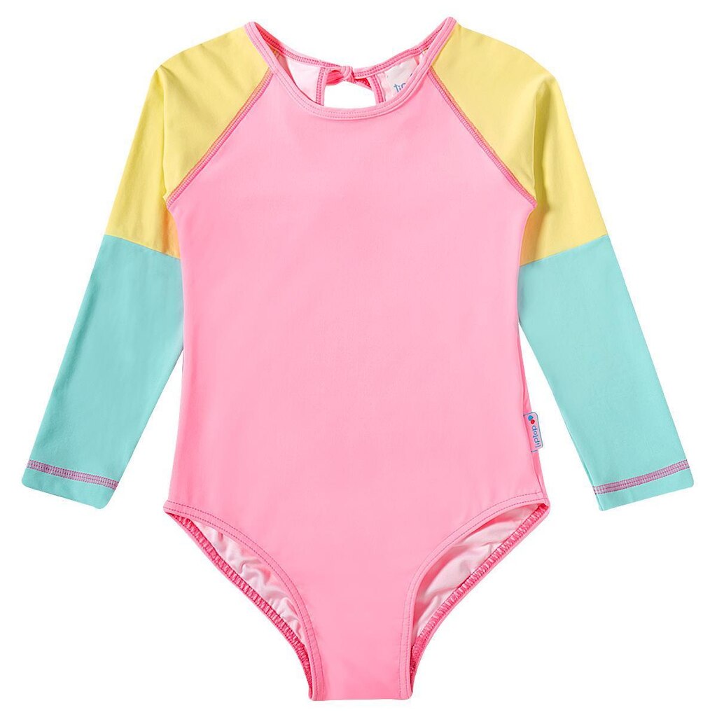 Maiô Manga Longa Infantil Proteção UV Rosa Tip Top