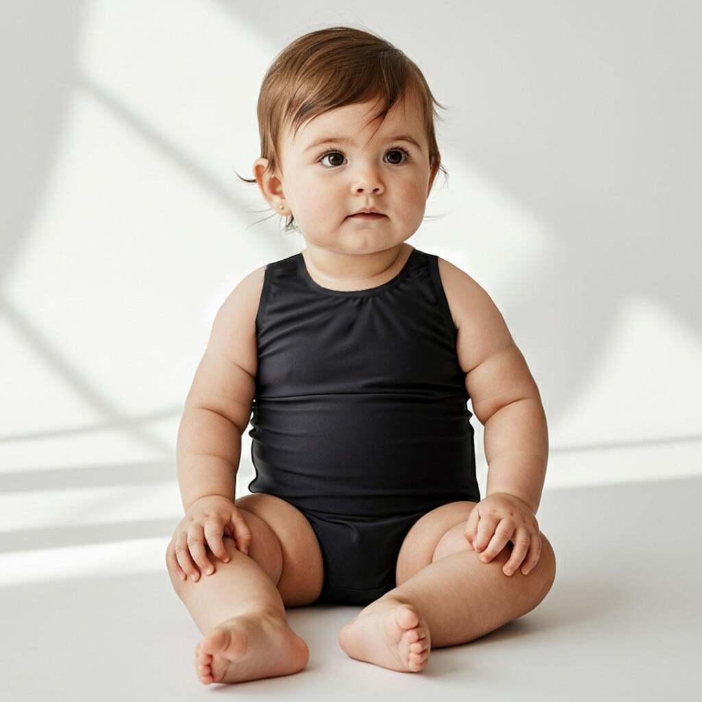 Maiô Natação Bebê Proteção UV Preto Everly