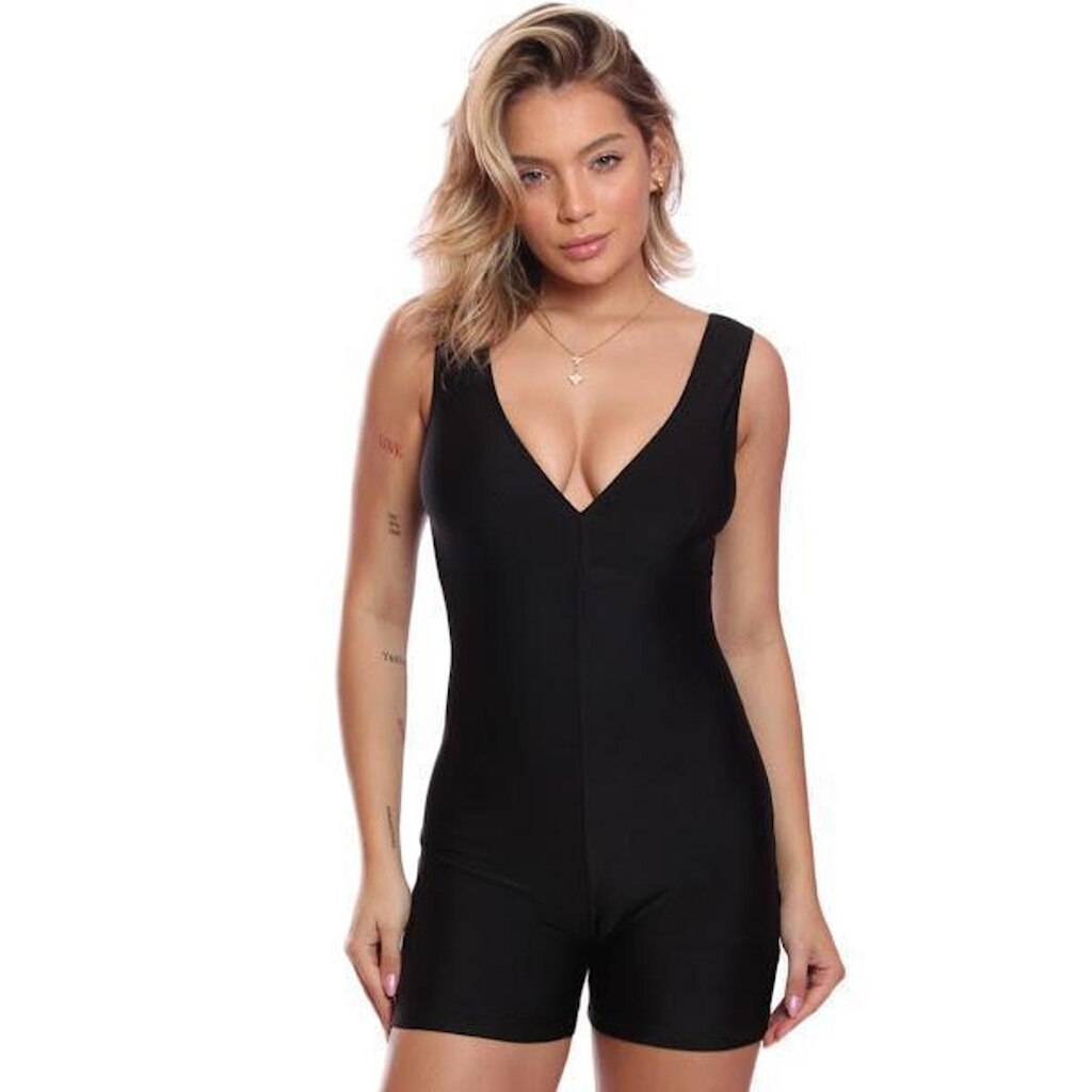 Maiô Natação Hidroginástica Decote Feminino