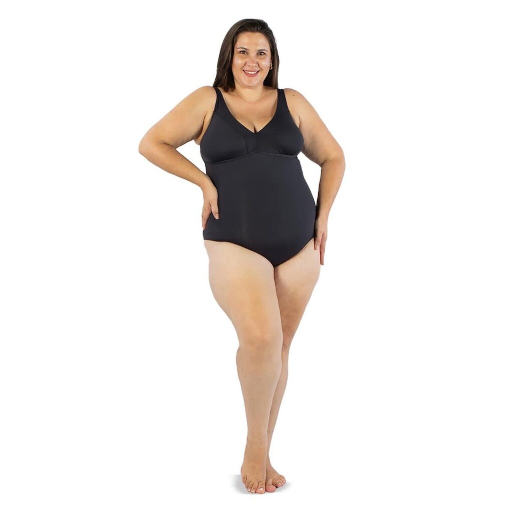 Maiô Natação Plus Size com Sustentação Light UV 50+ Preto