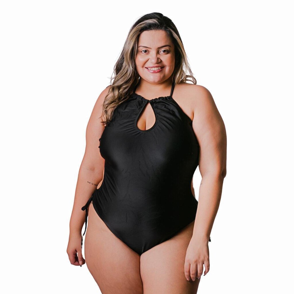 Maio Plus Size Engana Mamae Com Bojo Fixo Preto
