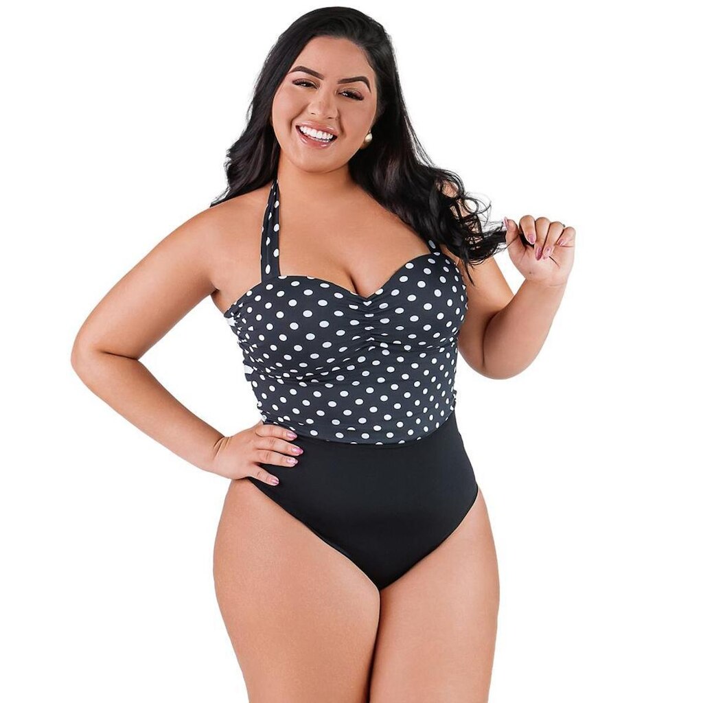 Maiô Plus Size Estampado Com Bojo Amarração Pescoço