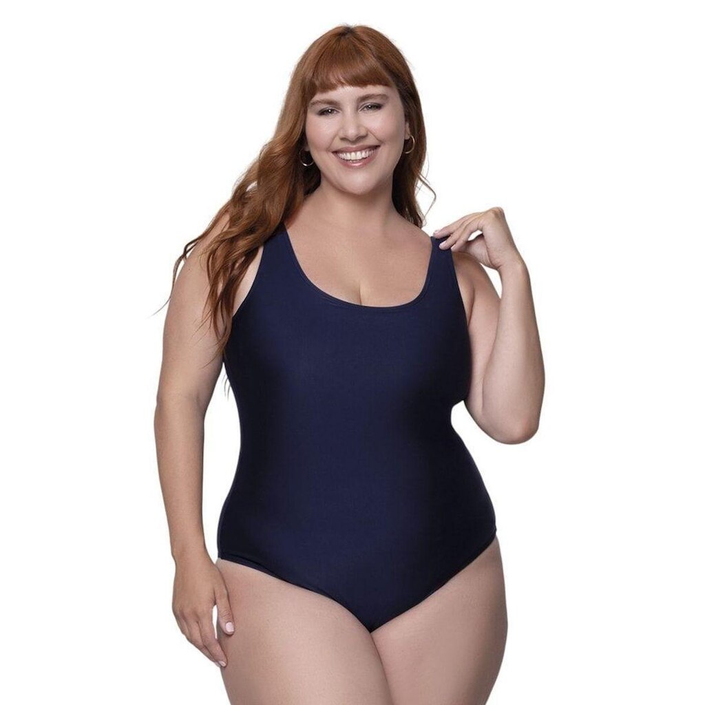 Maiô Regata Selene Básico Plus Size Feminino - Marinho X1