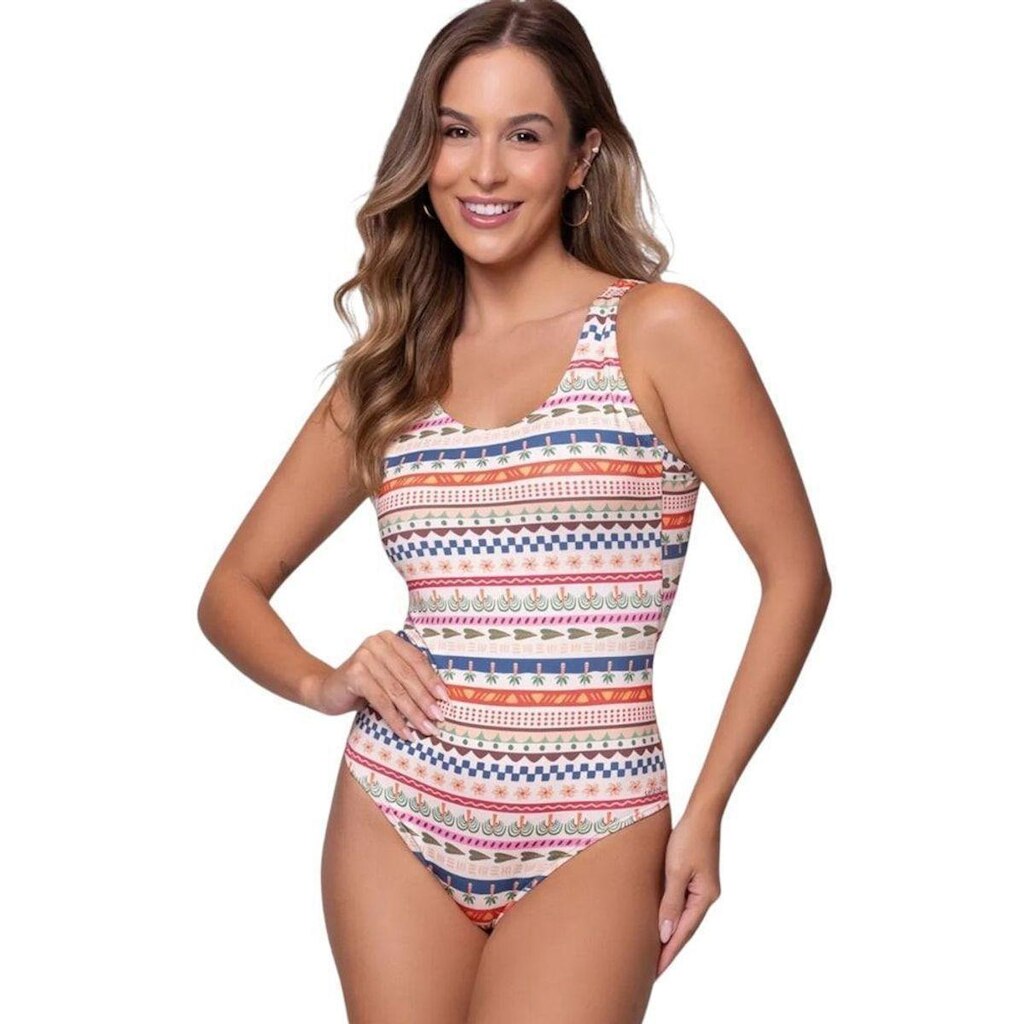Maiô Selene Clássico Estampado Feminino - Bege M