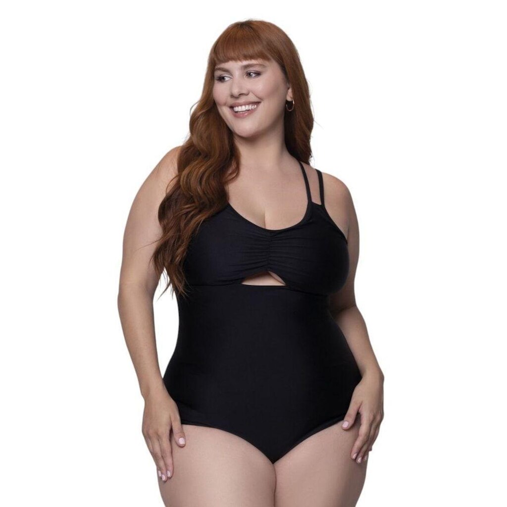 Maiô Selene Regata Clássico Plus Size Feminino - Preto X1