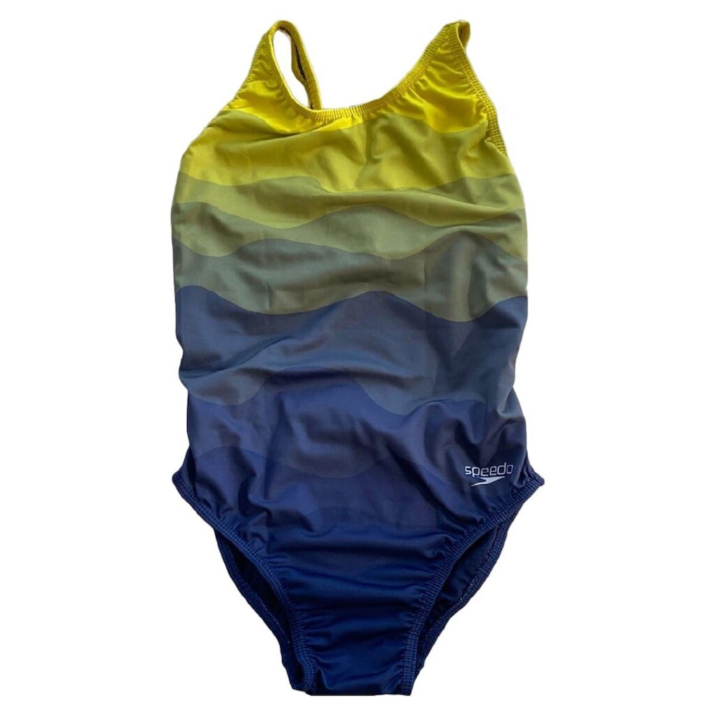 Maiô Speedo New Open Waves Infantil Marinho e Amarelo
