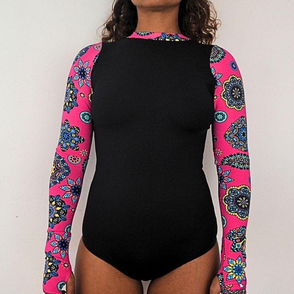 Maiô Surf Manga Longa Joaquina - Preto e Mandala