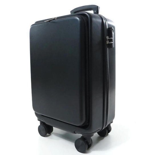 Mala Pequena Bordo com Porta Notebook externo com Cadeado 3 segredo + Rodas Duplas Giro 360º - Linha - Preto Menor preço em Mala Pequena Bordo com Porta Notebook externo com Cadeado 3 segredo + Rodas Duplas Giro 360º - Linha - Preto