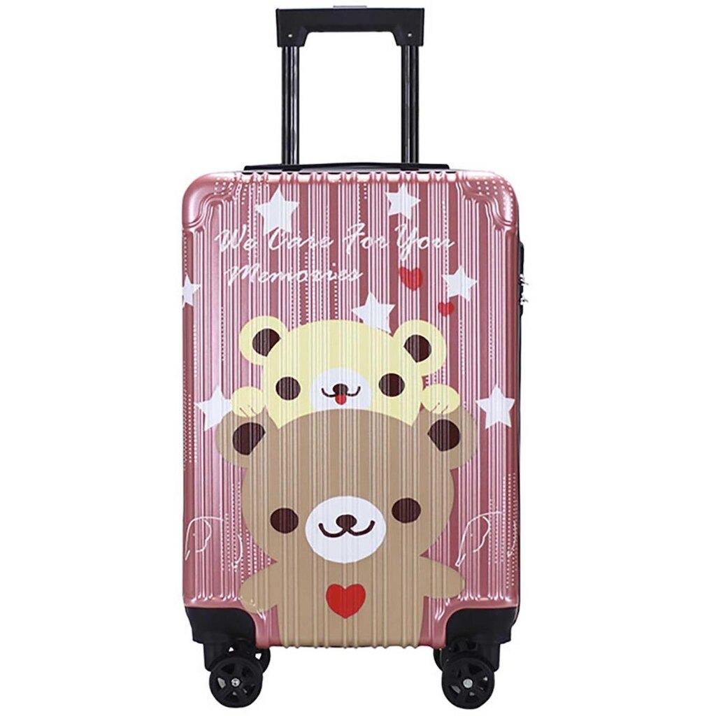 Malinha Bordo Infantil de Gatinho e Estrela Estampado com 4 Rodas