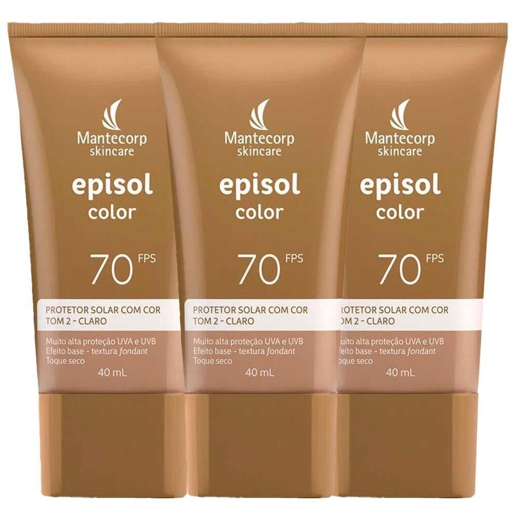 Mantecorp Skincare Episol Kit com 3 Unidades – Protetor Solar com Cor FPS70 – Clara 40ml Kit