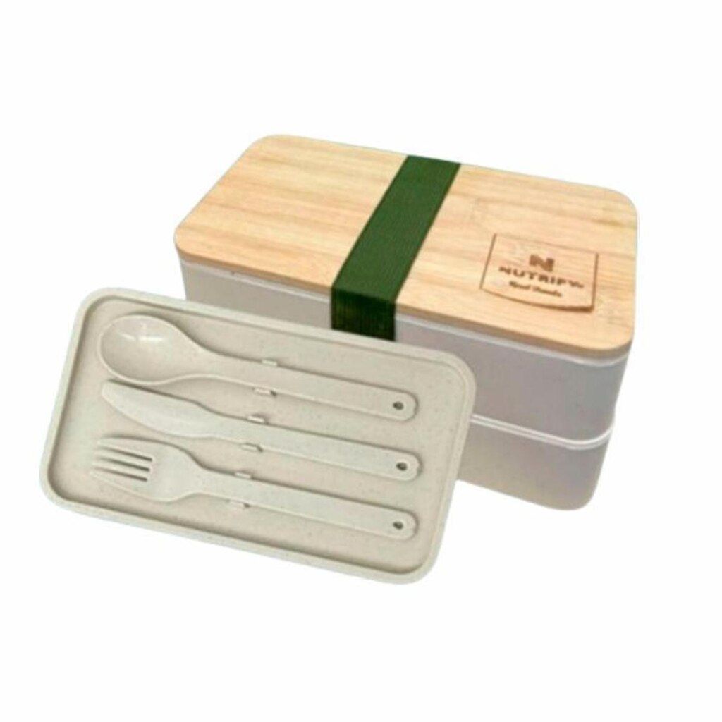 Marmita Dupla Fibra de Bambu (c/ Talheres) Nutrify