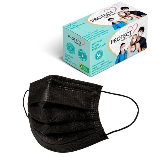Mascara Descartavel Cirurgica Tripla Preta Kit 50 Und - Sortido Menor preço em Mascara Descartavel Cirurgica Tripla Preta Kit 50 Und - Sortido