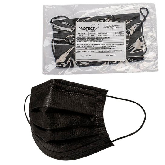 Mascara Descartavel Cirurgica Tripla Preta Pct 02 Und - Sortido Menor preço em Mascara Descartavel Cirurgica Tripla Preta Pct 02 Und - Sortido
