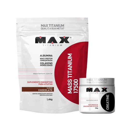 Mass Titanium 1,4kg + Creatina - Max Titanium Menor preço em Mass Titanium 1,4kg + Creatina - Max Titanium
