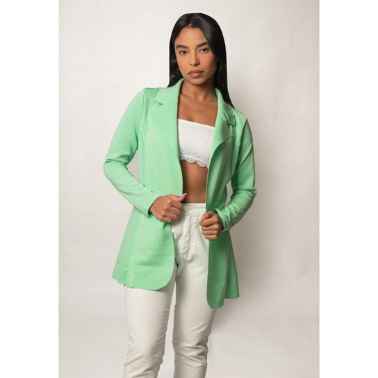 Max Blazer Sobretudo Feminino Fashion Casual AJ Limao - Verde Menor preço em Max Blazer Sobretudo Feminino Fashion Casual AJ Limao - Verde