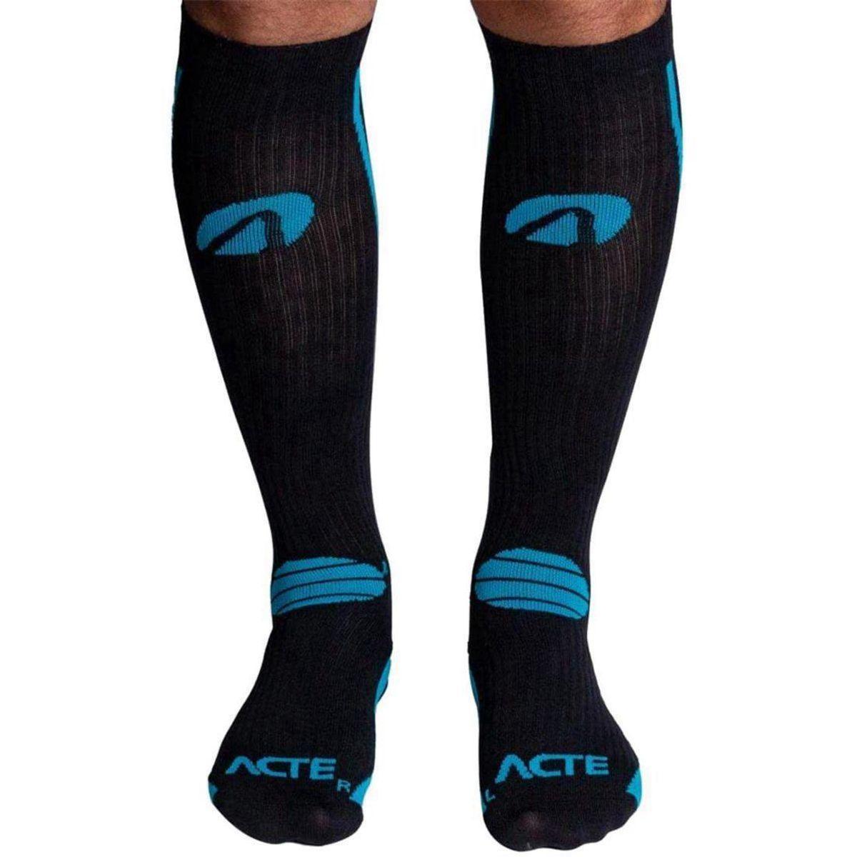 MEIA ACTE SPORTS DE COMPRESSAO ACTE F1-PA - PRETO/AZUL 34/38
