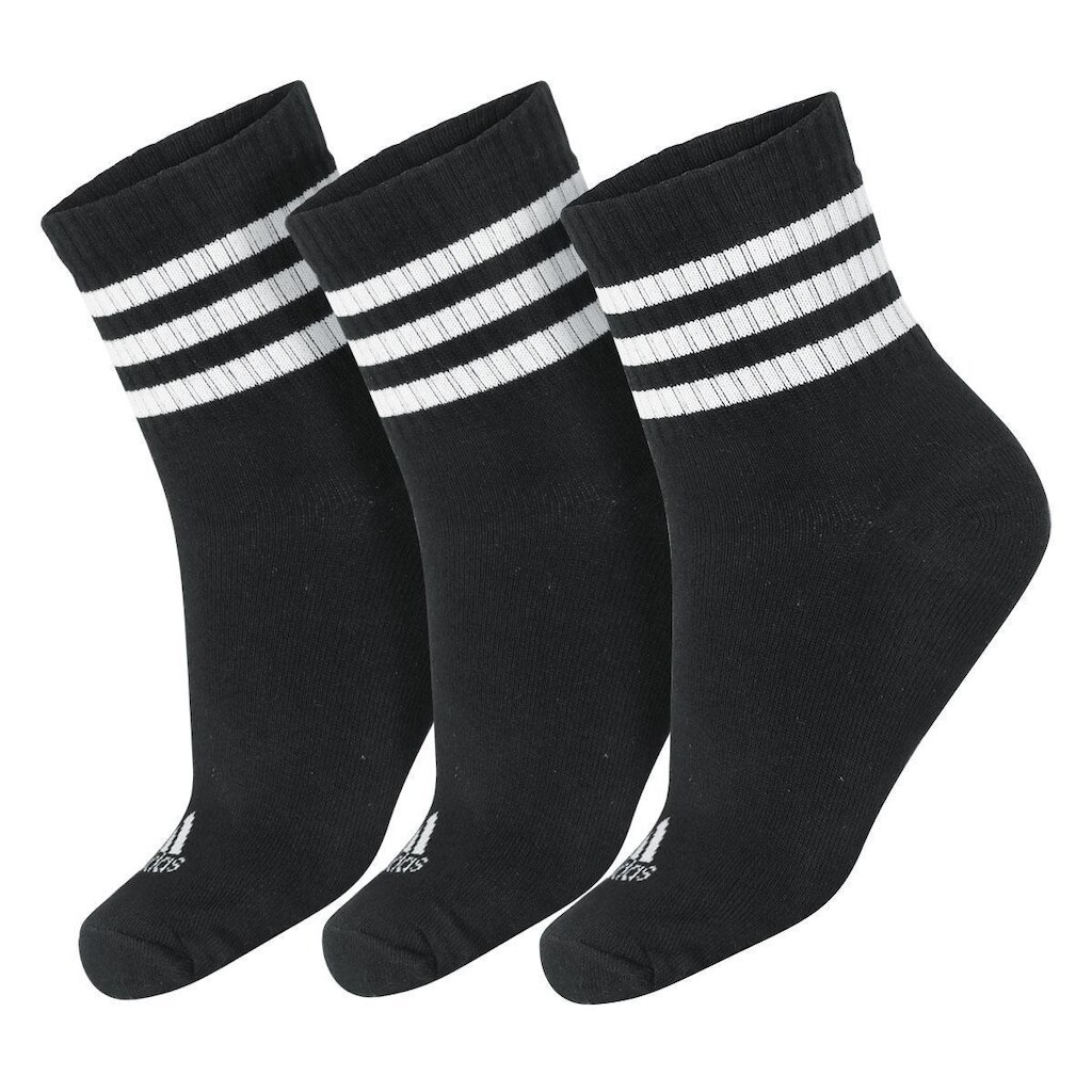Meia Adidas Cano Médio Três Listras 38 ao 40 Pack Com 3 Pares Preto e Branco