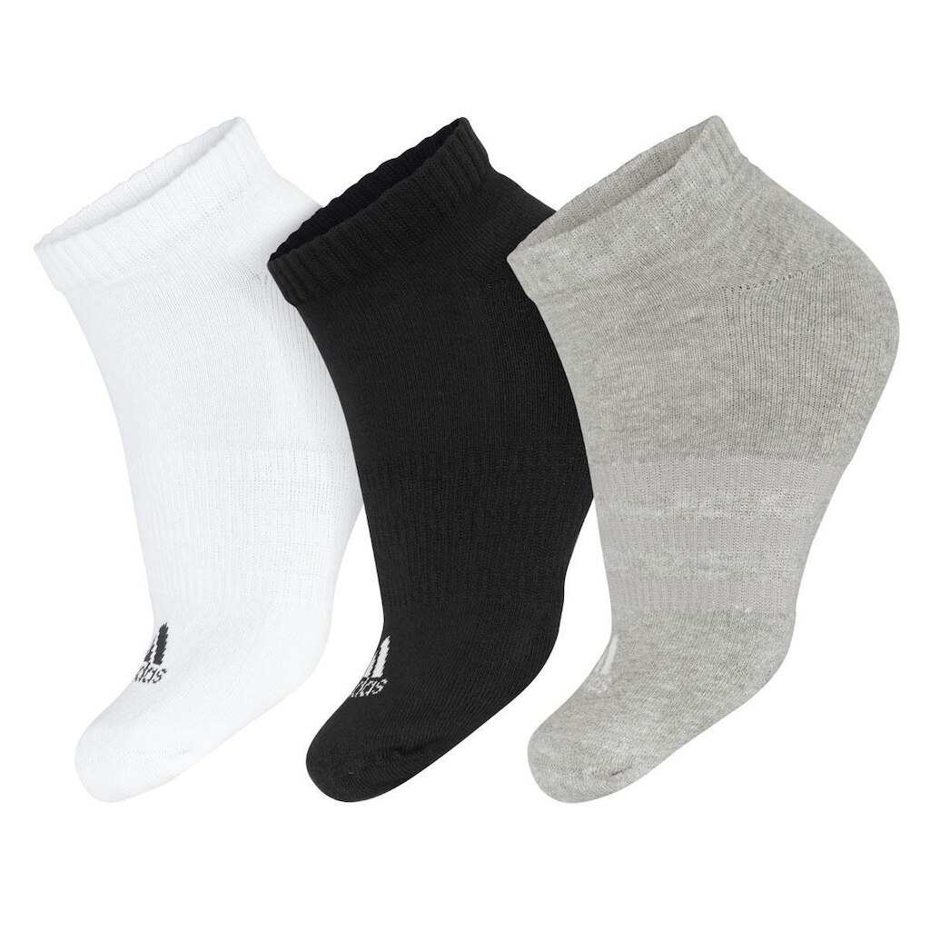 Meia Adidas Cushioned 41 ao 43 - Pack com 3 Pares - Cinza Branca e Preta