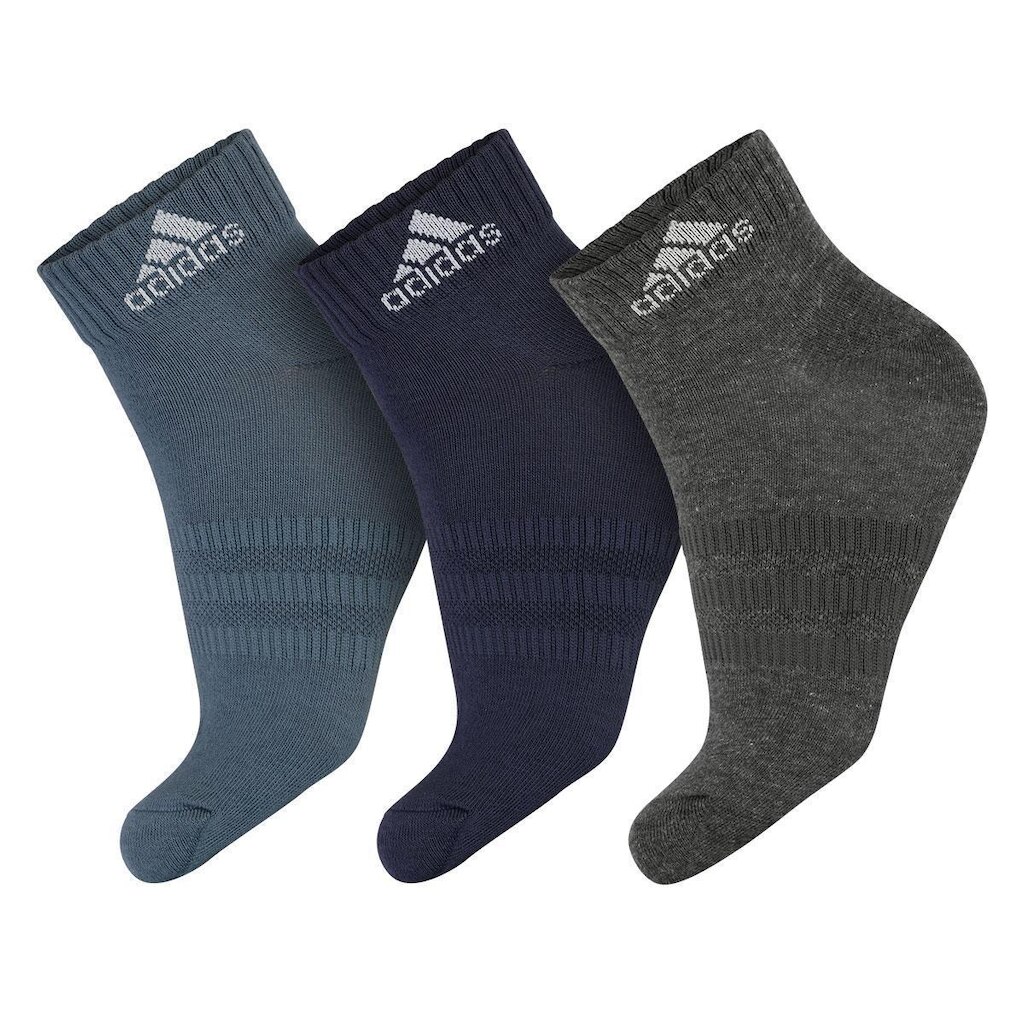 Meia Adidas SPW ANK 35 Ao 37 - Pack Com 3 Pares - Azul Cinza e Marinho