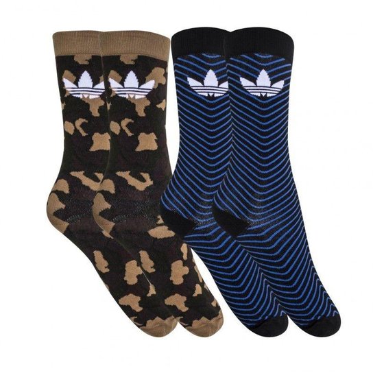 Meia Adidas Thin Crew Graphic 2 Pares Marrom Azul Netshoes Meia Adidas Thin Crew Graphic 2 Pares Marrom Azul Netshoes