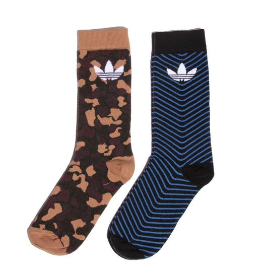 Meia Adidas Thin Crew Graphic 2 Pares Marrom Azul Netshoes Meia Adidas Thin Crew Graphic 2 Pares Marrom Azul Netshoes