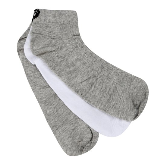 Meia Asics Sem Cano Sports Pacote C/ 3 Pares - Cinza+Branco
