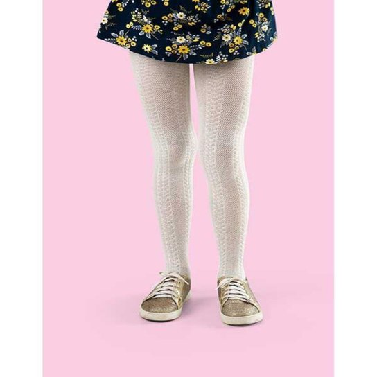 Meia Calça Infantil Menina Algodão Textura Confortável - Creme Menor preço em Meia Calça Infantil Menina Algodão Textura Confortável - Creme