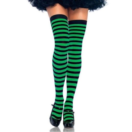 Meia Calça Listrada 7/8 Excelente Qualidade - Preto+verde Menor preço em Meia Calça Listrada 7/8 Excelente Qualidade - Preto+verde