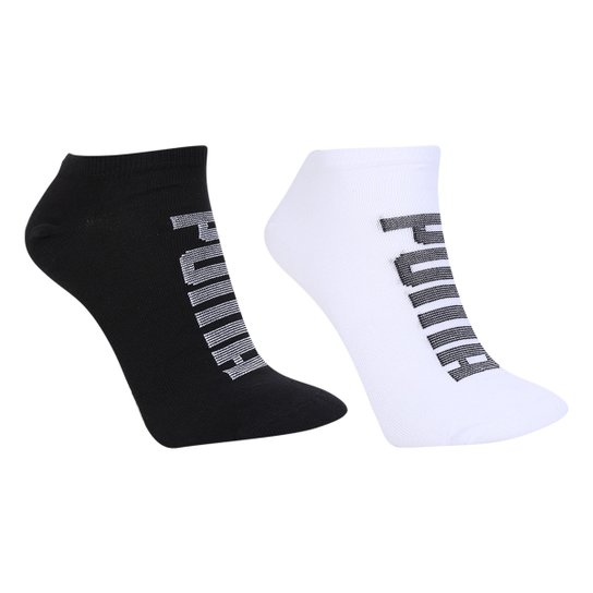 Meia Cano Baixo Puma Pacote c/ 2 Pares - Branco e Preto Menor preço em Meia Cano Baixo Puma Pacote c/ 2 Pares - Branco e Preto