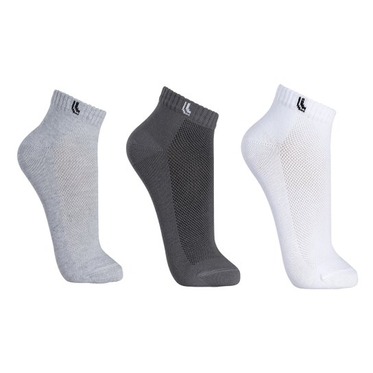 Meia Cano Curto Lupo Pacote C/ 3 Pares - Cinza+Branco