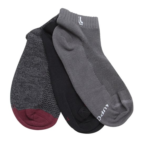 Meia Cano Curto Lupo Pacote C/ 3 Pares - Cinza+Preto