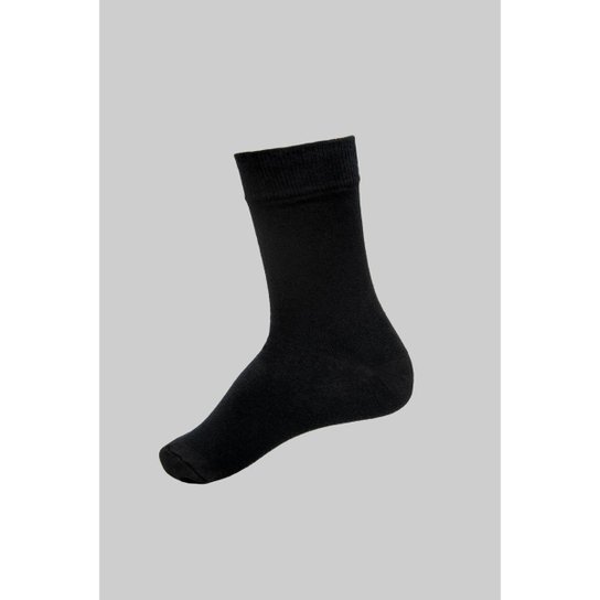 Meia Cano Longo Casual Masculina Algodão Lisa - Preto Menor preço em Meia Cano Longo Casual Masculina Algodão Lisa - Preto