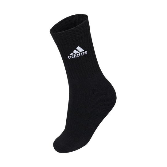 Meia Cano Médio Adidas Cushioned Crew Preta - 41 ao 43 - Preto