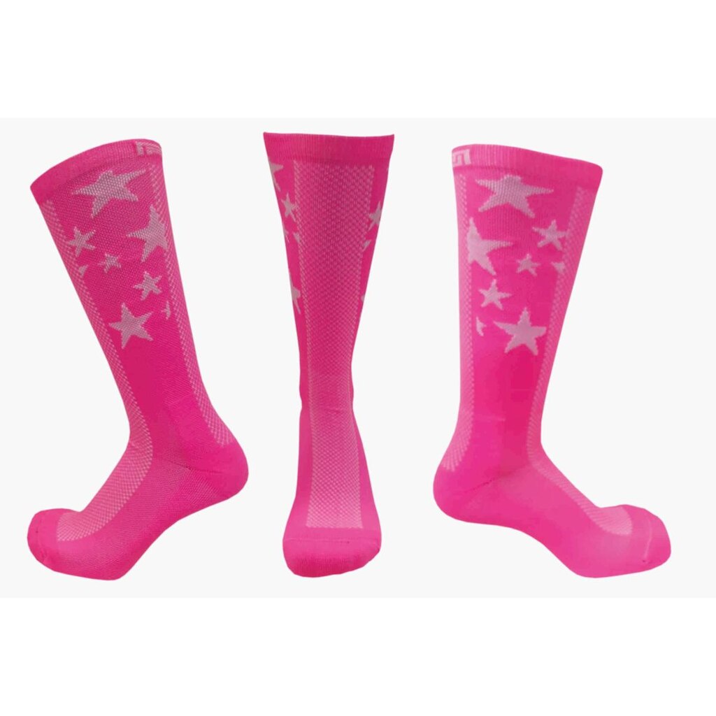 Meia Cano Médio de Compressão Star Stripe Pink