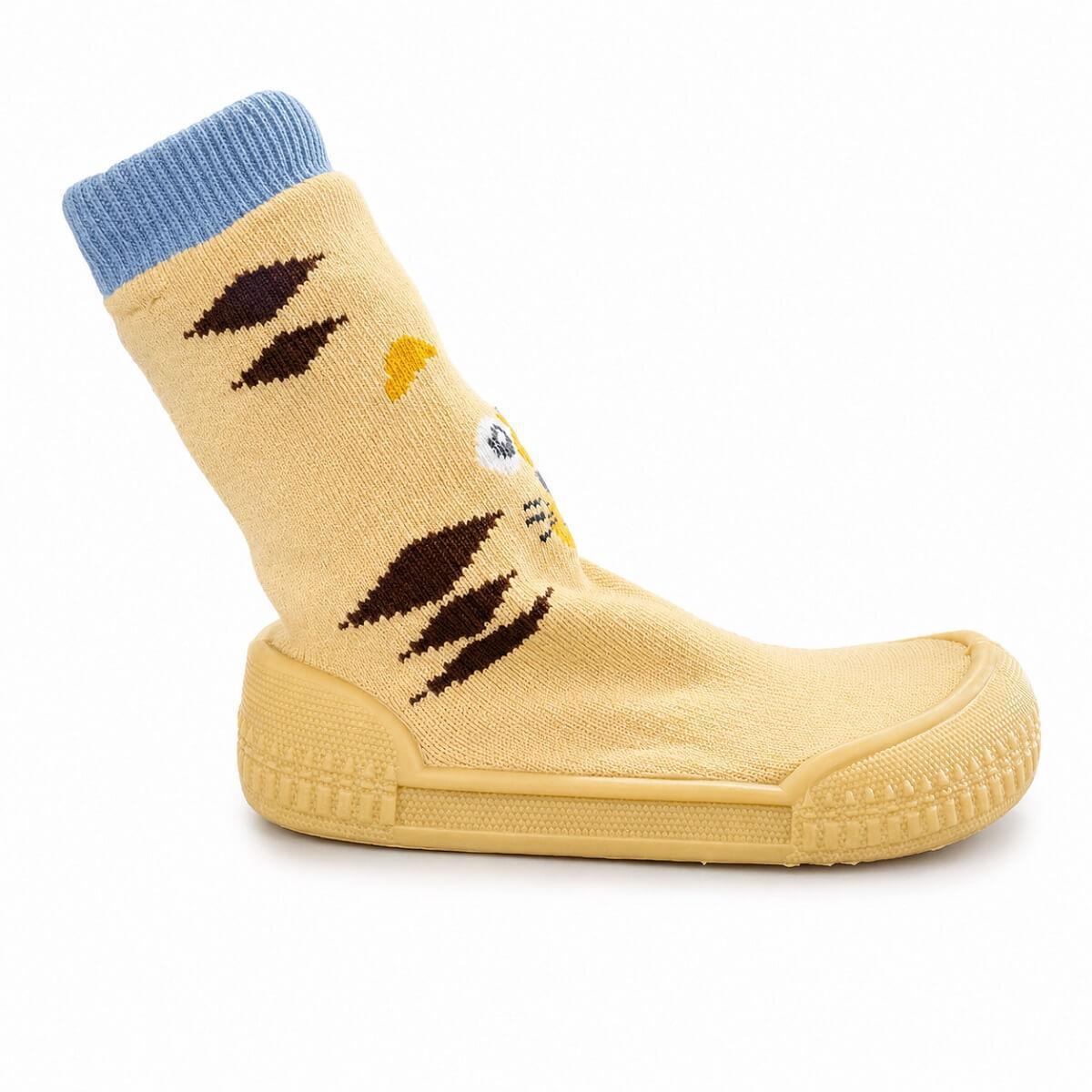 Meia com Sola Infantil Menino Pimpolho Tigre 74292 Marrom