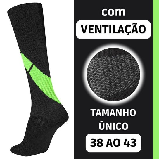 Meia de Ciclista Mountain Bike Com Compressão Masculina - Preto+verde Menor preço em Meia de Ciclista Mountain Bike Com Compressão Masculina - Preto+verde