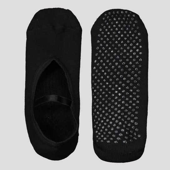 Meia de Pilates Selene Sapatilha Feminina Preta - Preto Menor preço em Meia de Pilates Selene Sapatilha Feminina Preta - Preto