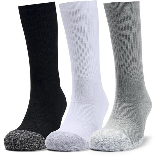Meia de Treino Unissex Under Armour Heatgear Crew - Pacote com 3 pares - Branco+Preto Menor preço em Meia de Treino Unissex Under Armour Heatgear Crew - Pacote com 3 pares - Branco+Preto