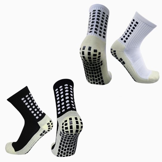 Meia Esportiva Antiderrapante Futebol Pro Socks Tipo Trusox Profissional de Compressão 2 Pares - Branco+Preto Menor preço em Meia Esportiva Antiderrapante Futebol Pro Socks Tipo Trusox Profissional de Compressão 2 Pares - Branco+Preto