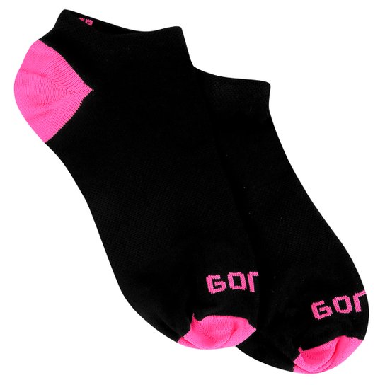 Meia GONEW Sem Cano Fun - Preto+Pink