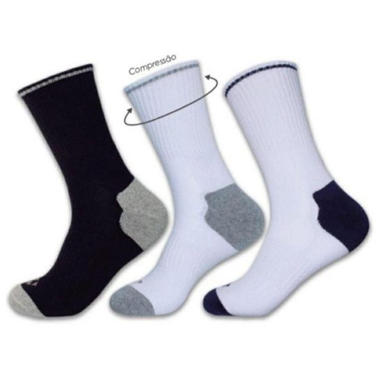 Meia Hoahi Kit c/3 Pares Cano Longo Masculina de Algodão :Branco/Cinza;Meias:38-43 - Branco Menor preço em Meia Hoahi Kit c/3 Pares Cano Longo Masculina de Algodão :Branco/Cinza;Meias:38-43 - Branco