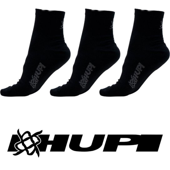 Meia HUPI Casual Cano Médio Algodão Preto G - Kit 03 Pares Unissex - Preto Menor preço em Meia HUPI Casual Cano Médio Algodão Preto G - Kit 03 Pares Unissex - Preto