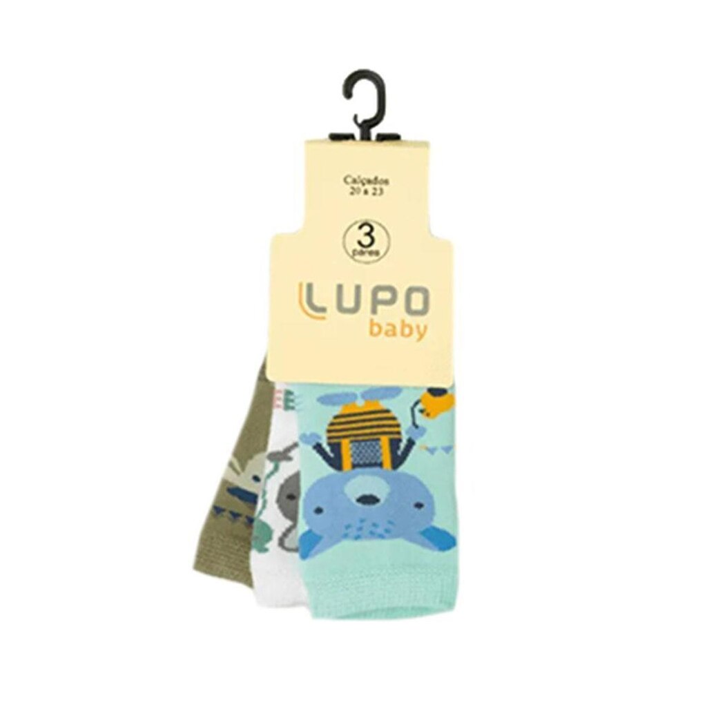 Meia Infantil Bebê Kit com 3 Pares Lupo -  0200