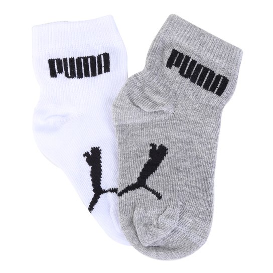 Meia Infantil Puma Sapatilha Kit Com 2 Pares - Cinza+Branco Menor preço em Meia Infantil Puma Sapatilha Kit Com 2 Pares - Cinza+Branco