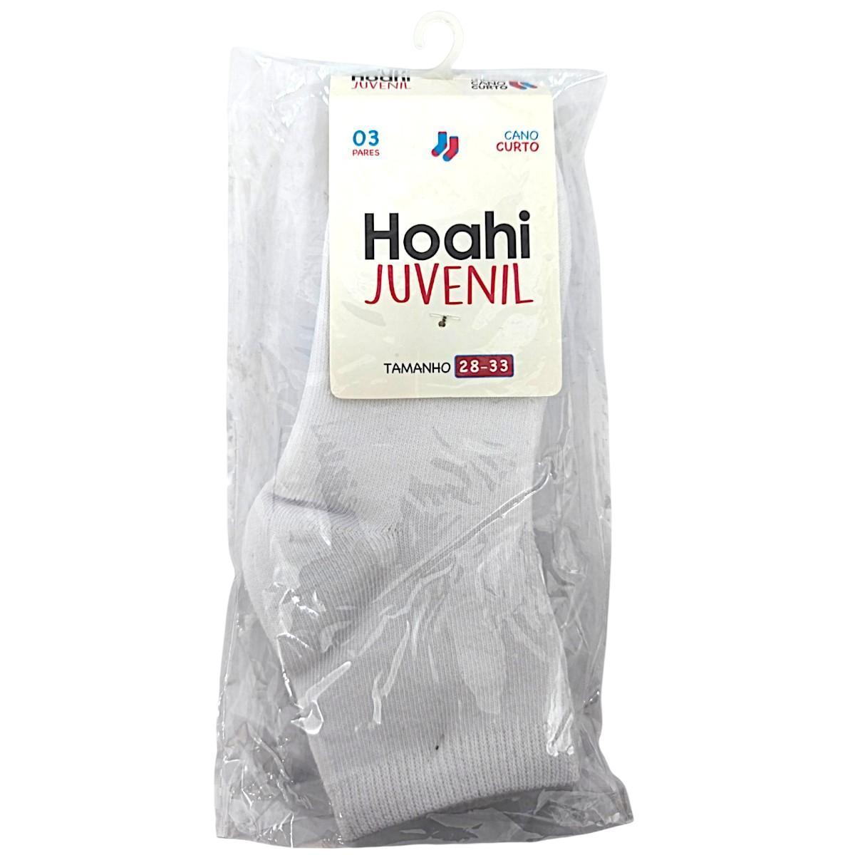 Meia Juvenil Unissex Kit 3 Pares Casual Dia a Dia Cano Curto Hoahi 004homc19081